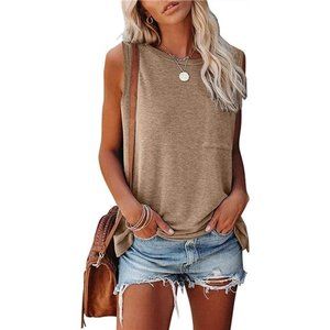 MIROL Women's Sleeveless Tank Tops Basic Loose Tunic T Shirts Batwing Sleeve Sol